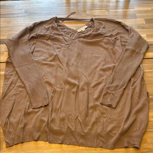 Lovestitch Brown V-Neck Sweater with Oversized Fit - Size M